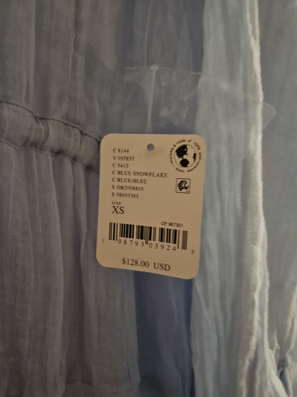 Free People Sea La Vie Midi Dress, Xs Nwt In Blue Snowflake - Picture 3 of 11